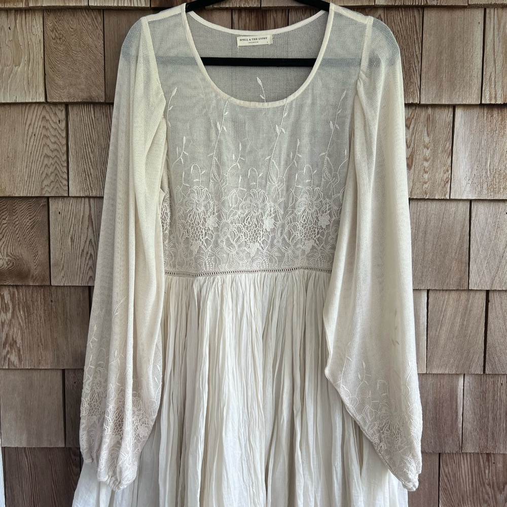 Excellent Condition Spell Dress, knee length embroidered details, size L